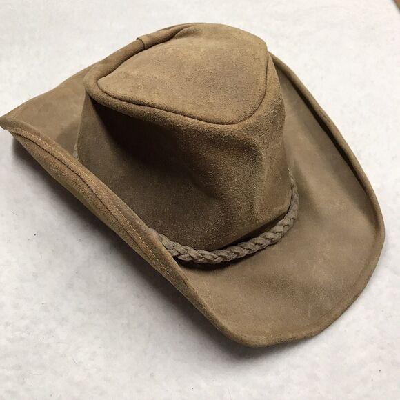 MINNETONKA Leather Stetson Fedora Men L Brown Braid Strap Western Outback - Picture 2 of 12